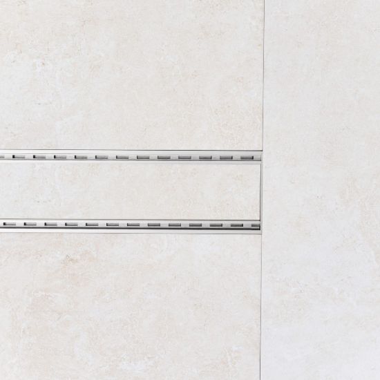 Aluminium Tile Insert Strip Drain - Cut to size - 1M Stainless Steel