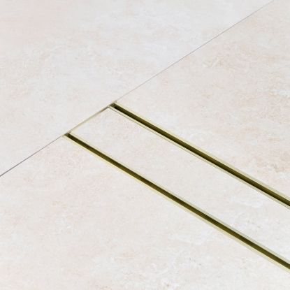 Aluminium Tile Insert Strip Drain - Cut to size - 1M Brushed Brass