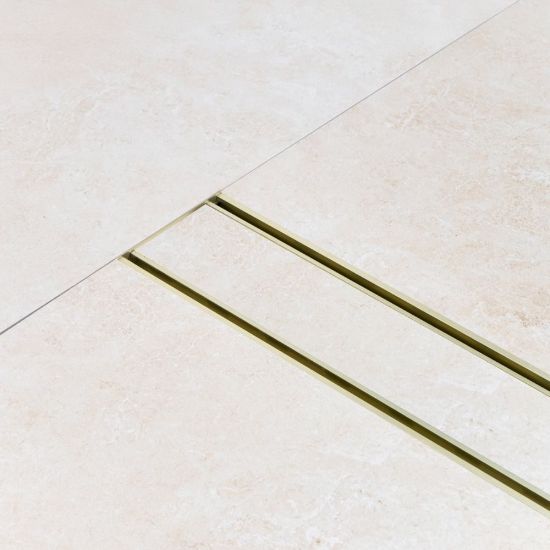 Aluminium Tile Insert Strip Drain - Cut to size - 1M Brushed Brass