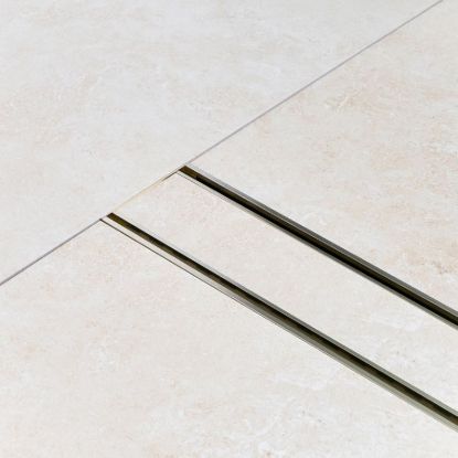 Aluminium Tile Insert Strip Drain - Cut to size - 1M Warm Brushed Nickel