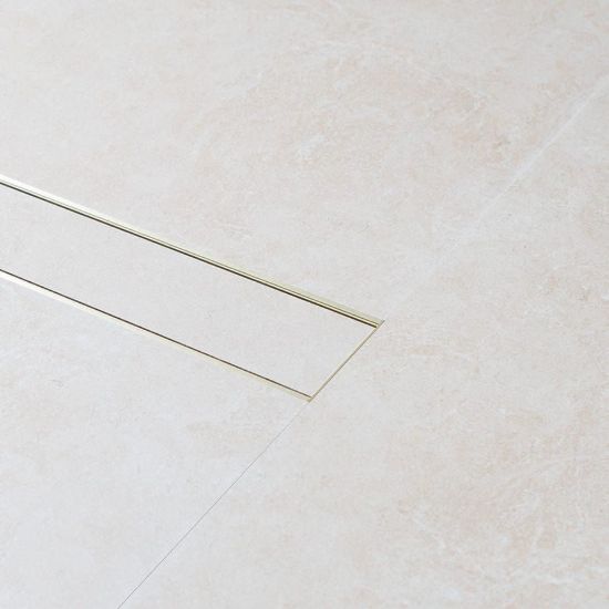 Aluminium Tile Insert Strip Drain - Cut to size - 2M Brushed Brass