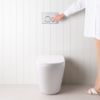 Angled In-Wall Toilet With Round Chrome Buttons