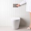Angled In-Wall Toilet With Round Gunmetal Buttons