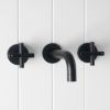Wall spout + Cross taps Matte Black