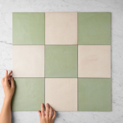 Bronte Checkerboard Sage & White Tile