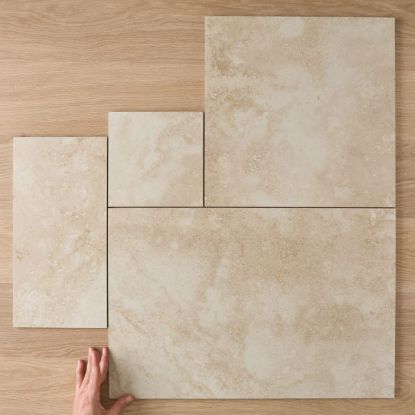 Byron French Pattern Travertine Look Sand Matte Tile