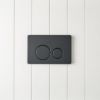 Curved In-Wall Toilet With Round Matte Black Buttons