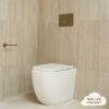 Curved In-Wall Toilet With Round Warm Brushed Nickel Buttons