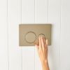 Curved In-Wall Toilet With Round Warm Brushed Nickel Buttons