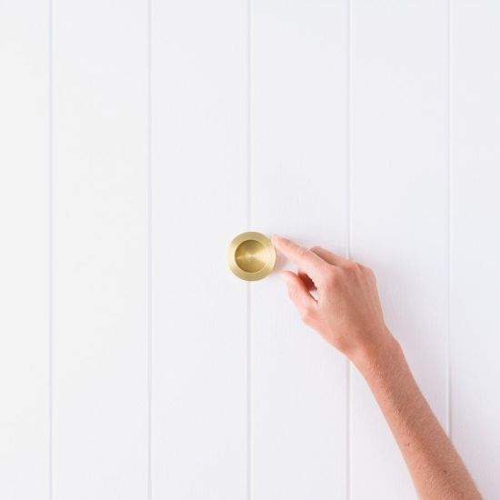 Flush Pull Round Brushed Brass