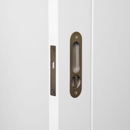 Flush Pull with Lock Antique Brass