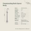 Freestanding Bath Spout + Round Hand Shower Brushed Brass