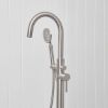 Freestanding Bath Spout + Round Hand Shower Stainless Steel