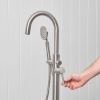 Freestanding Bath Spout + Round Hand Shower Stainless Steel