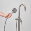 Freestanding Bath Spout + Round Hand Shower Stainless Steel