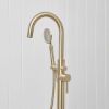Freestanding Bath Spout + Round Hand Shower Warm Brushed Nickel