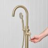 Freestanding Bath Spout + Round Hand Shower Warm Brushed Nickel
