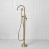 Freestanding Bath Spout + Round Hand Shower Warm Brushed Nickel