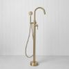 Freestanding Bath Spout + Round Hand Shower Warm Brushed Nickel