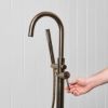 Freestanding Bath Spout + Straight Hand Shower Antique Brass