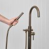 Freestanding Bath Spout + Straight Hand Shower Antique Brass
