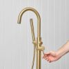Freestanding Bath Spout + Straight Hand Shower Brushed Brass