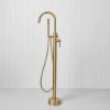Freestanding Bath Spout + Straight Hand Shower Brushed Brass