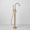 Freestanding Bath Spout + Straight Hand Shower Brushed Brass