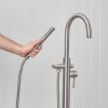 Freestanding Bath Spout + Straight Hand Shower Stainless Steel