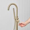 Freestanding Bath Spout + Straight Hand Shower Warm Brushed Nickel