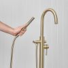 Freestanding Bath Spout + Straight Hand Shower Warm Brushed Nickel
