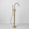 Freestanding Bath Spout + Straight Hand Shower Warm Brushed Nickel