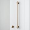 Front Door Double Side Pull Handle with Lock Set Brushed Brass