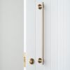 Front Door Double Side Pull Handle with Lock Set Brushed Brass