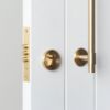 Front Door Double Side Pull Handle with Lock Set Brushed Brass