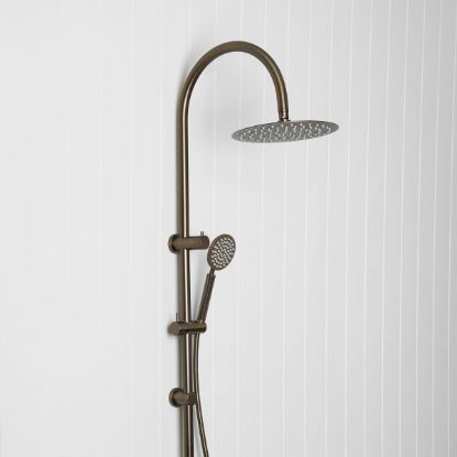 Gooseneck Combination Shower + Round Sprayer Antique Brass