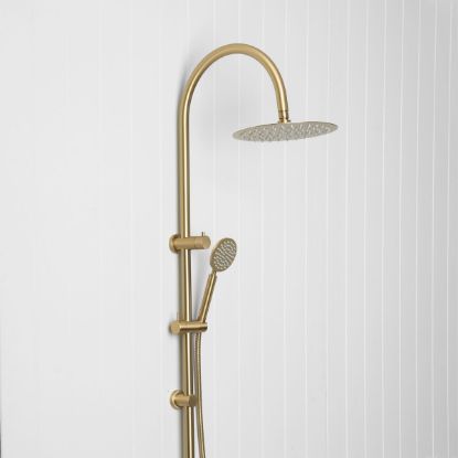 Gooseneck Combination Shower + Round Sprayer Brushed Brass