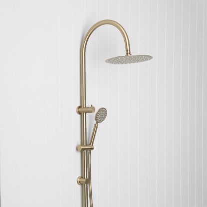 Gooseneck Combination Shower + Round Sprayer Warm Brushed Nickel