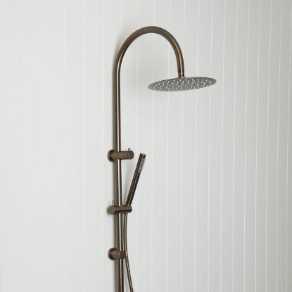 Gooseneck Combination Shower + Straight Sprayer Antique Brass