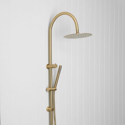 Gooseneck Combination Shower + Straight Sprayer Brushed Brass