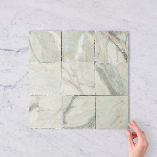 Castle Cove Square Green Marble Look Matte Tile