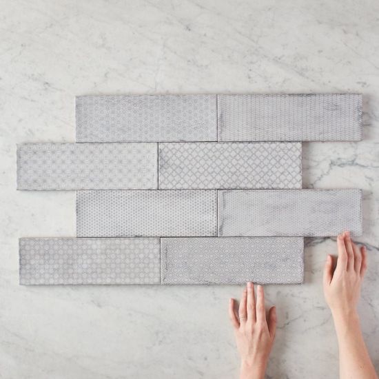 Lennox Head Gloss Grey Pattern Tile
