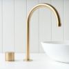 Melbourne Basin Spout + Benchtop Progressive Mixer Brushed Brass
