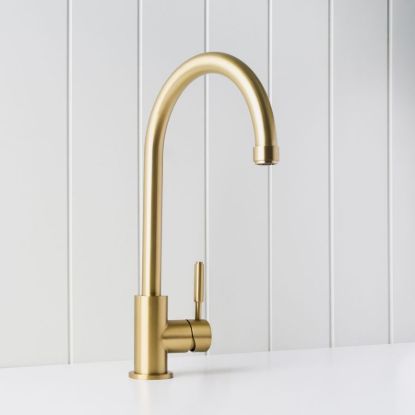 Melbourne Round Kitchen Mixer Brushed Brass