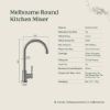 Melbourne Round Kitchen Mixer Brushed Brass