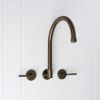 Melbourne Swivel Spout + Double Handle Taps Antique Brass