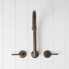 Melbourne Swivel Spout + Double Handle Taps Antique Brass