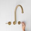 Melbourne Swivel Spout + Double Handle Taps Brushed Brass