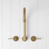 Melbourne Swivel Spout + Double Handle Taps Brushed Brass