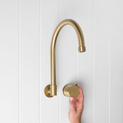 Melbourne Swivel Spout + Progressive Mixer Brushed Brass